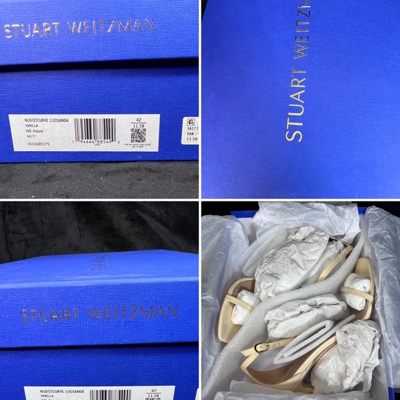 Stuart Weitzman SIZE 11.5 Nudist Curve 100 Sandal leather Vanilla Ankle-Strap - Picture 7 of 16